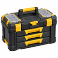 Boîte à outils 50 x 30 x 35 cm en plastique noir et jaune avec 3 tiroirs - Trandorix