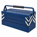 Boîte à outils 47 x 22 x 24 cm en acier bleu à plateaux extensibles - Trandorix