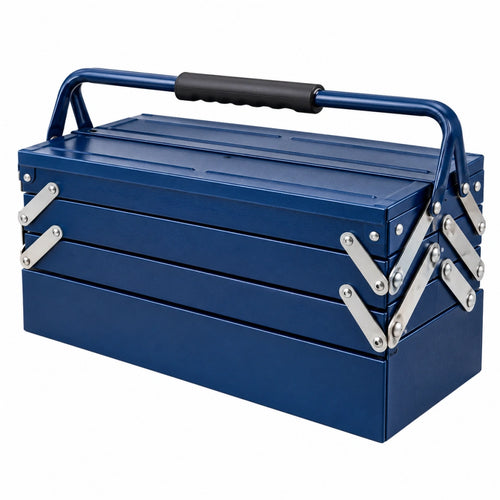 Boîte à outils 47 x 22 x 24 cm en acier bleu à plateaux extensibles - Trandorix