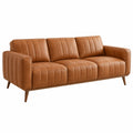 Canapé 3 places 220 cm revêtement synthétique aspect cuir cognac style moderne - Trandorix