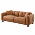 Canapé 3 places 220 cm aspect cuir cognac style contemporain - Trandorix
