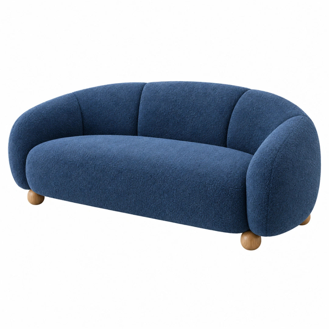 Canapé 2 places 160 x 85 x 75 cm en tissu bouclette bleu style contemporain - Trandorix