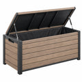 Coffre de rangement extérieur 120 x 61 x 63 cm en bois composite marron et métal noir style contemporain - Trandorix