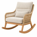 Fauteuil à bascule 75 x 90 x 98 cm en bois rotin beige avec assise rembourrée style naturel - Trandorix