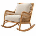 Fauteuil à bascule 70 x 95 x 100 cm en rotin naturel beige style bohème - Trandorix
