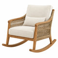 Fauteuil à bascule 92 x 76 x 98 cm en bois beige avec cordage tressé style naturel - Trandorix