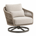 Fauteuil pivotant 82 x 78 x 86 cm tressage beige et métal brun style contemporain - Trandorix