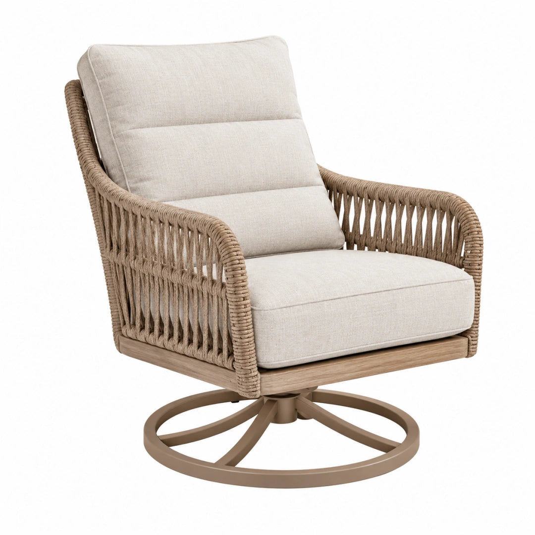 Fauteuil de jardin 78 x 85 x 98 cm en corde beige pivotant - Trandorix