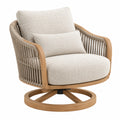 Fauteuil pivotant 85 x 85 x 90 cm en bois beige style naturel - Trandorix
