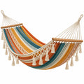 Hamac 300 cm x 100 cm en coton et bois multicolore style bohème - Trandorix