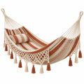 Hamac en coton 200 x 100 cm terracotta et beige style bohème - Trandorix
