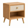 Table de chevet 45 x 40 x 60 cm en bois naturel avec tiroir textile style vintage - Trandorix