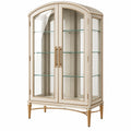 Vitrine 100 x 45 x 190 cm en bois et verre blanc doré à 2 portes style classique - Trandorix
