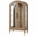 Vitrine 100 x 45 x 190 cm en bois brun et verre style classique avec 2 portes - Trandorix