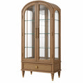 Vitrine 90 x 45 x 190 cm en bois brun et verre avec tiroir style classique - Trandorix