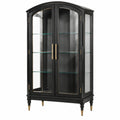 Vitrine 90 x 45 x 180 cm en bois noir et verre avec portes vitrées style classique - Trandorix