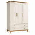 Armoire 3 portes 150 x 60 x 200 cm blanc et bois rangement style campagne - Trandorix