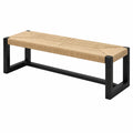Banc 120 x 40 x 45 cm en bois noir et corde naturelle style contemporain - Trandorix