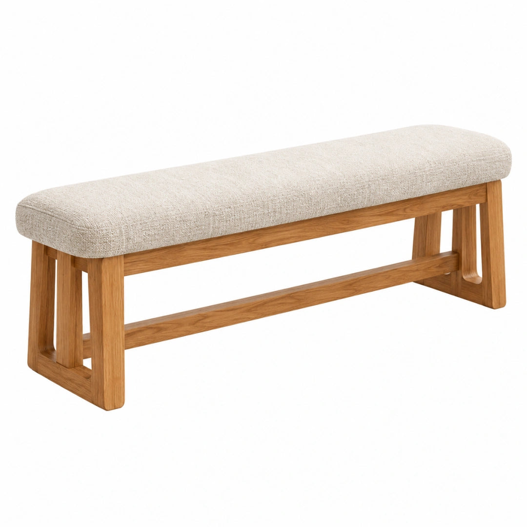 Banc 120 x 40 x 46 cm en bois beige avec assise rembourrée style contemporain - Trandorix