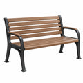 Banc de jardin 150 x 65 x 85 cm en bois composite marron et métal noir avec accoudoirs - Trandorix