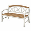 Banc de jardin 120 x 60 x 88 cm en bois blanc et naturel à dossier croisé - Trandorix