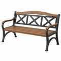 Banc de jardin 120 x 65 x 85 cm en métal et bois marron noir style classique - Trandorix